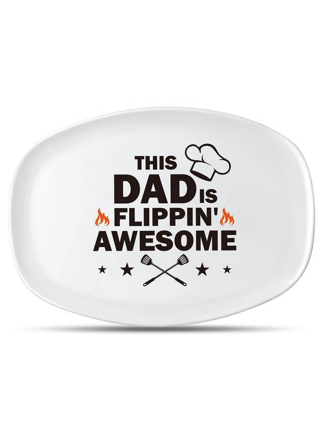R HORSE Father Grill Platter Gift Dad BBQ Serving Tray Plate Dishes White Oval Serving Dishes Grandpa Daddy Christmas New Year Birthday Gift for Salads Desserts Charcuterie Outdoor Indoor Cooking