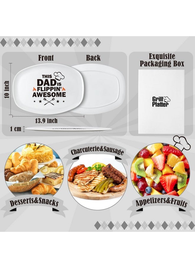 R HORSE Father Grill Platter Gift Dad BBQ Serving Tray Plate Dishes White Oval Serving Dishes Grandpa Daddy Christmas New Year Birthday Gift for Salads Desserts Charcuterie Outdoor Indoor Cooking