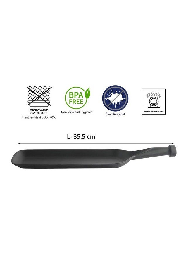 FORKLS Melamine Trays and Platters Sets for Serving Snacks and Desserts for for Home, Hotel & Restaurant Kitchen- Black Pack of 2