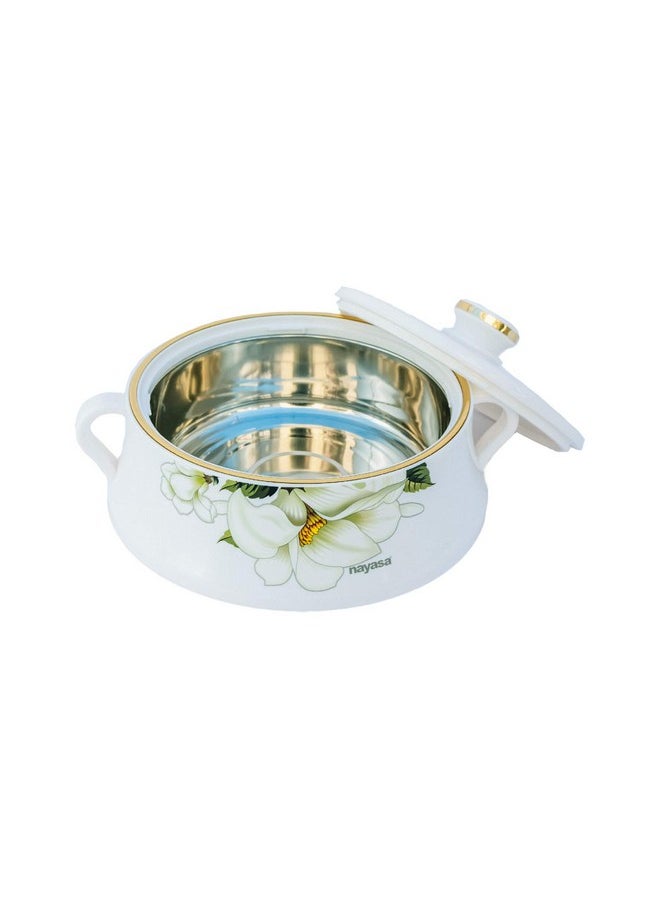 Nayasa Plastic Floral Casserole Lorenzo(500, 1000, 1500 and 2000ml)(White)_Set of 4