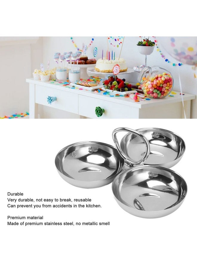 Fdit Snack Bowl Fruit Plate, 3 in 1 Portable Stainless Steel Fruit Plate for Candy for Home for Barbecue for Fruit (12)