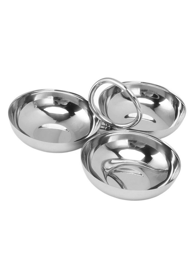Fdit Snack Bowl Fruit Plate, 3 in 1 Portable Stainless Steel Fruit Plate for Candy for Home for Barbecue for Fruit (12)