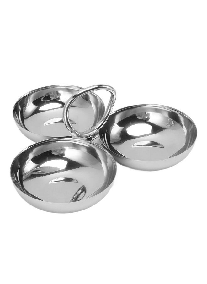 Fdit Snack Bowl Fruit Plate, 3 in 1 Portable Stainless Steel Fruit Plate for Candy for Home for Barbecue for Fruit (12)