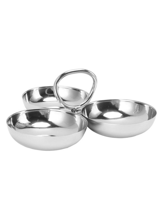 Fdit Snack Bowl Fruit Plate, 3 in 1 Portable Stainless Steel Fruit Plate for Candy for Home for Barbecue for Fruit (12)