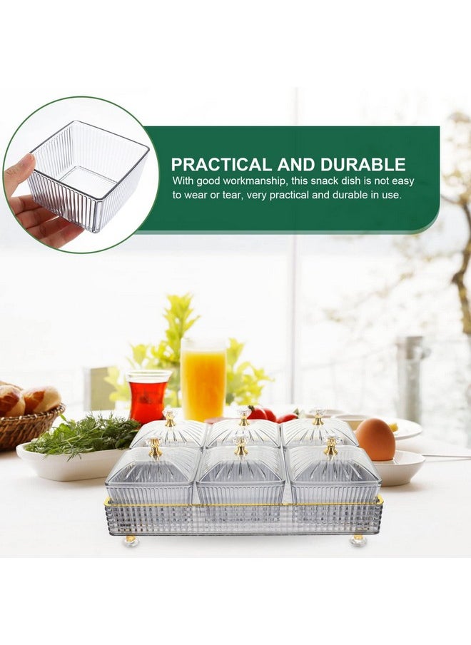 Cabilock Wedding Decor Dry Fruit Tray with Lid Divided Snacks Dish Serving Plate Appetizer Plate with Tray Party Wedding Nuts Plate Food Storage Box Containers (Grey) Snack Containers