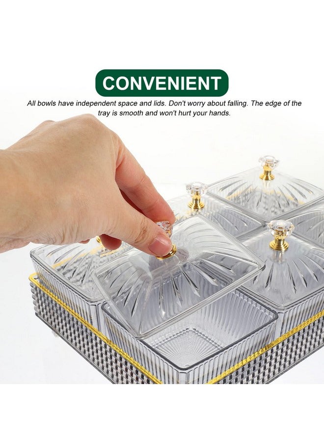 Cabilock Wedding Decor Dry Fruit Tray with Lid Divided Snacks Dish Serving Plate Appetizer Plate with Tray Party Wedding Nuts Plate Food Storage Box Containers (Grey) Snack Containers