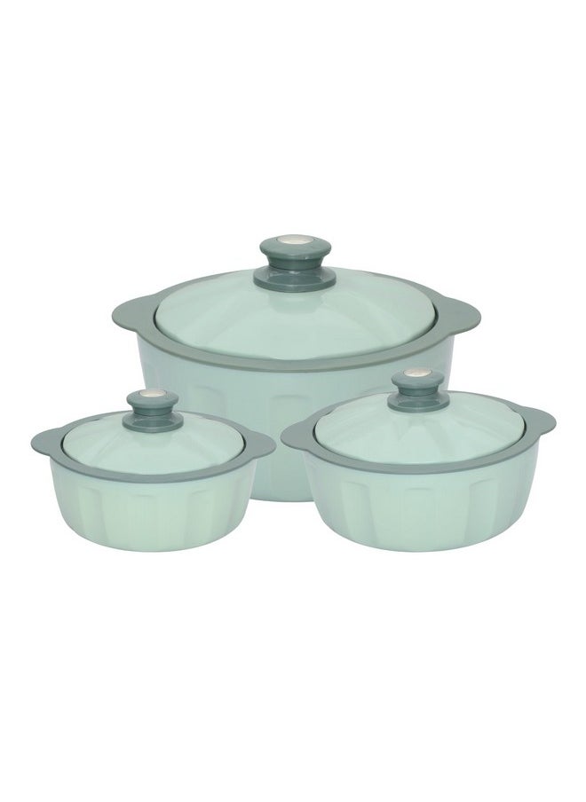 JAYPEE HOTFEAST Inner Stainless-Steel Insulated Casserole (800+1200+1500) ml Set of 3 with Lockable Lid, BPA Free Set |Serving Set | Ideal for Warm & Fresh Food, Green