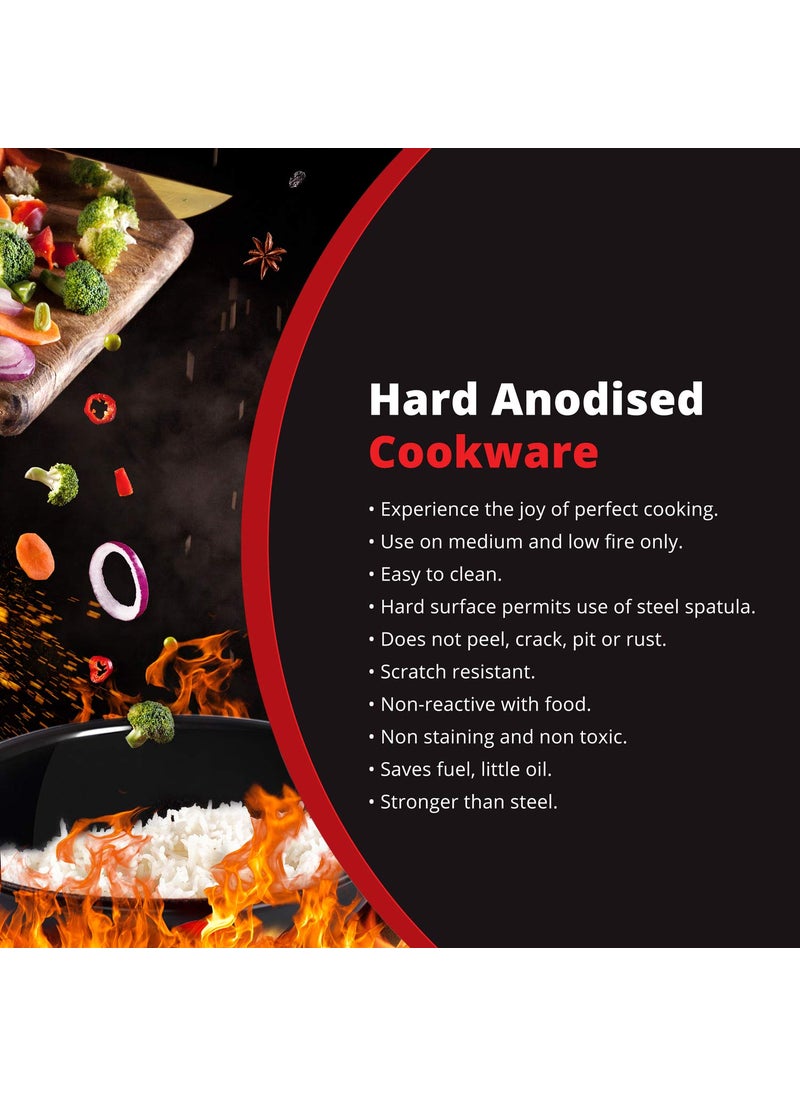 Tuffware Hard Anodised Aluminium Deep Fry Pan with Stainless Steel Lid, 12 Inches