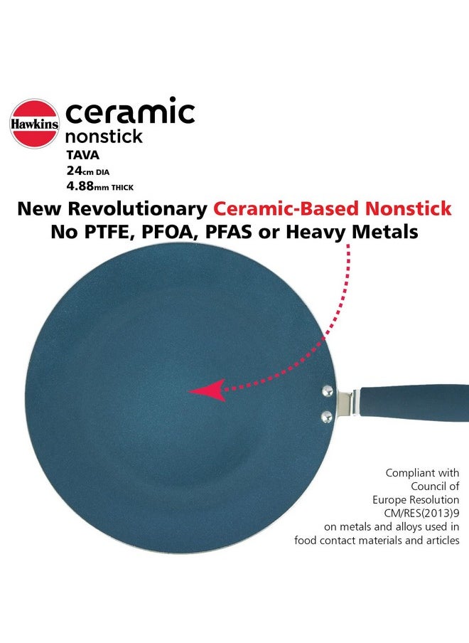 Hawkins Ceramic Nonstick Tava, 24 cm Diameter, Induction Paratha Tawa, Granite Griddle (ICT24)