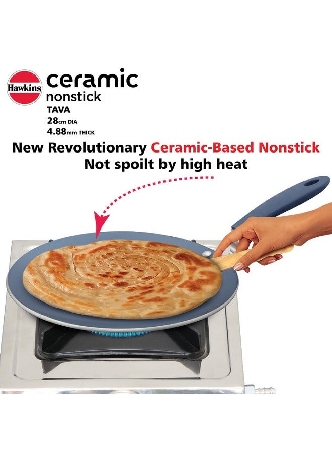 Hawkins Ceramic Nonstick Tava, 28 cm Diameter, Induction Paratha Tawa, Granite Griddle (ICT28)