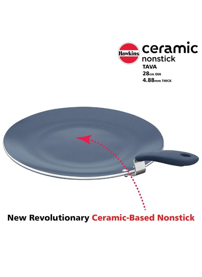 Hawkins Ceramic Nonstick Tava, 28 cm Diameter, Induction Paratha Tawa, Granite Griddle (ICT28)