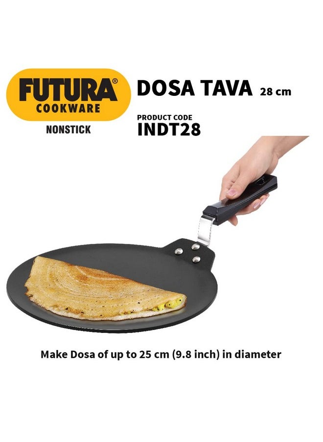 Hawkins Futura 28 cm Dosa Tava, Non Stick Dosa Tawa, Induction Dosa Tawa, Black (INDT28)