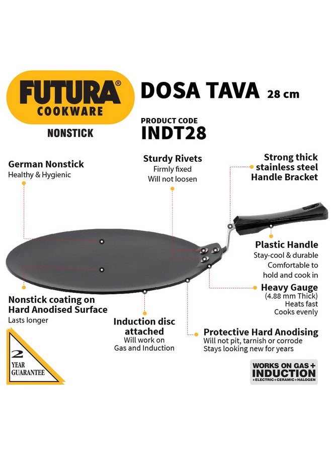 Hawkins Futura 28 cm Dosa Tava, Non Stick Dosa Tawa, Induction Dosa Tawa, Black (INDT28)