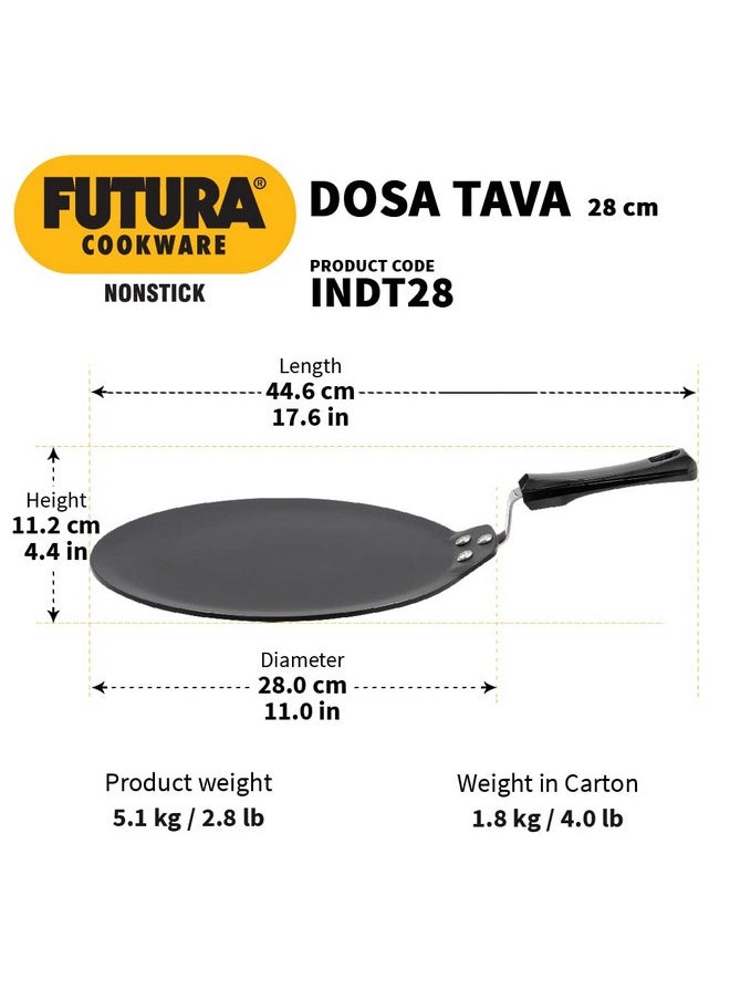 Hawkins Futura 28 cm Dosa Tava, Non Stick Dosa Tawa, Induction Dosa Tawa, Black (INDT28)