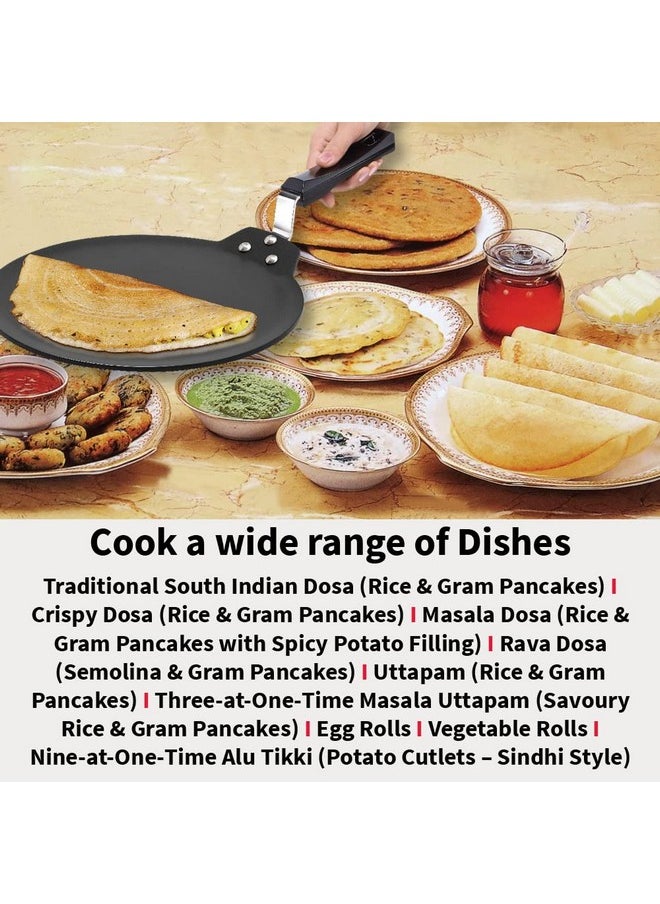 Hawkins Futura 28 cm Dosa Tava, Non Stick Dosa Tawa, Induction Dosa Tawa, Black (INDT28)