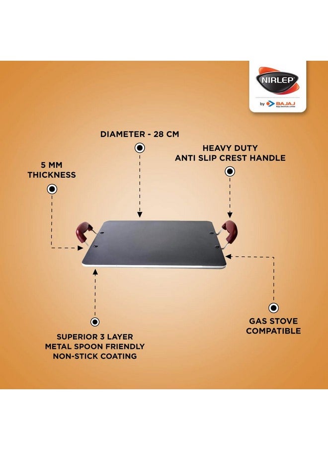 Nirlep Nonstick Selec Plus Pathiri Tawa 37.5 cm, Aluminium,Black, 1 Pc Set
