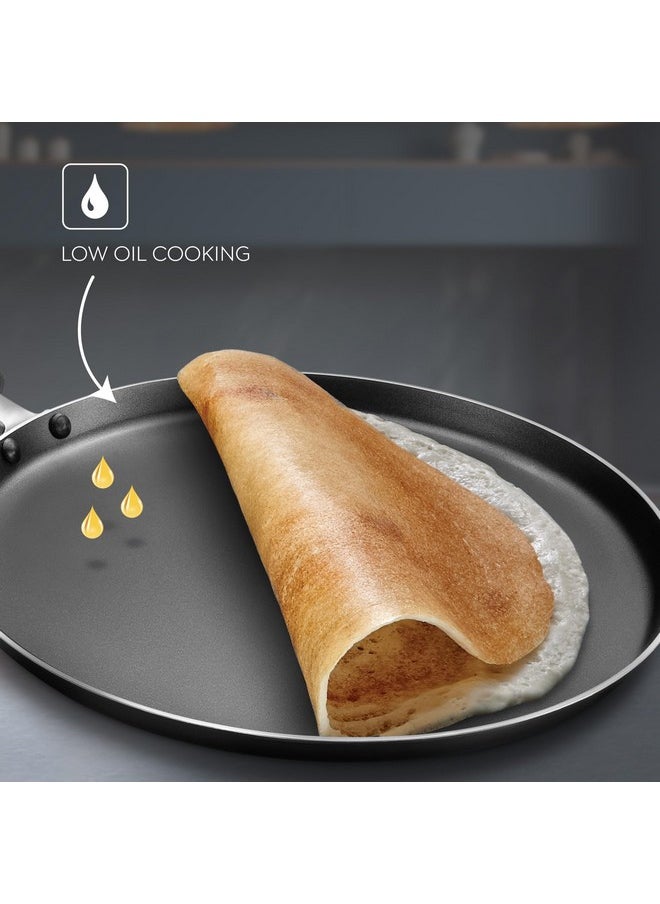 Judge by Prestige 28Cm Everyday Non-Stick Tawa (Aluminium) | Low Oil Cooking | Easy to Clean |Cool Touch Handle, Black