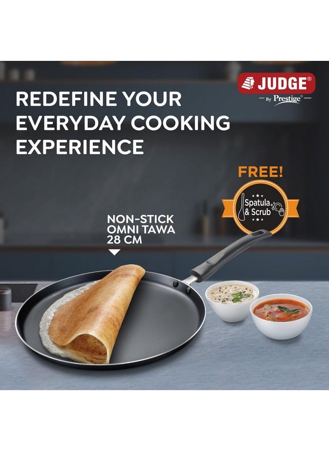 Judge by Prestige 28Cm Everyday Non-Stick Tawa (Aluminium) | Low Oil Cooking | Easy to Clean |Cool Touch Handle, Black