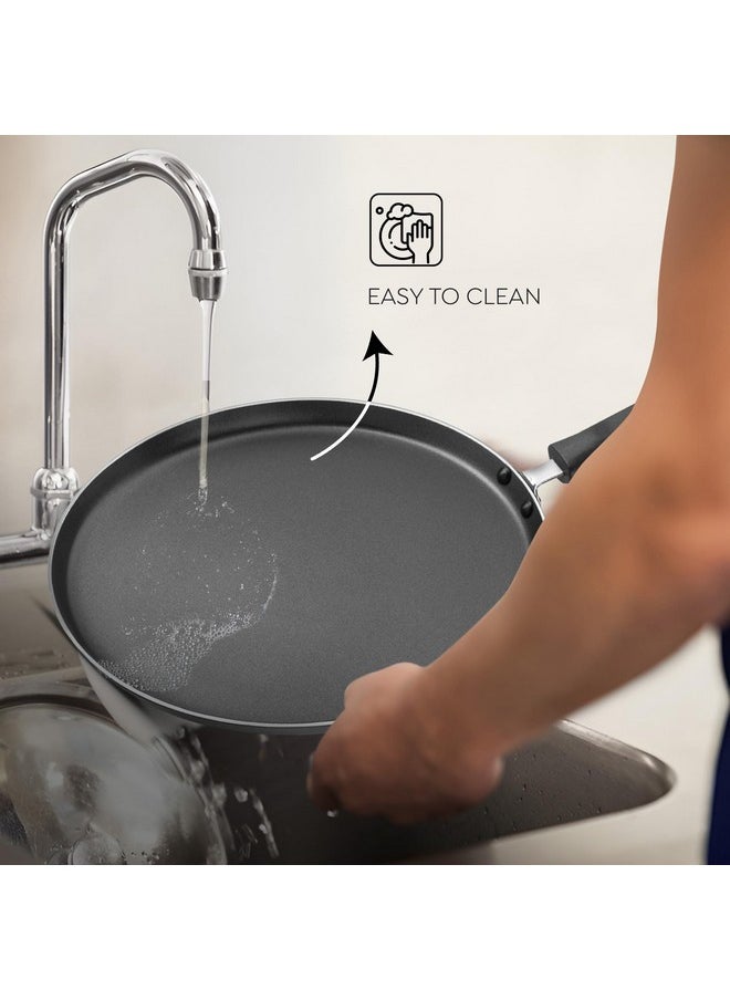 Judge by Prestige 28Cm Everyday Non-Stick Tawa (Aluminium) | Low Oil Cooking | Easy to Clean |Cool Touch Handle, Black