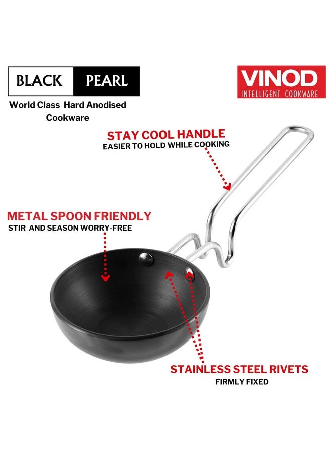 Vinod Black Pearl Hard Anodised Tadka Pan - Jumbo | 3.25mm Thickness | Natural Stick Resistant | Metal Spoon Friendly | Balance Design Handle | 2 Year Warranty - Black