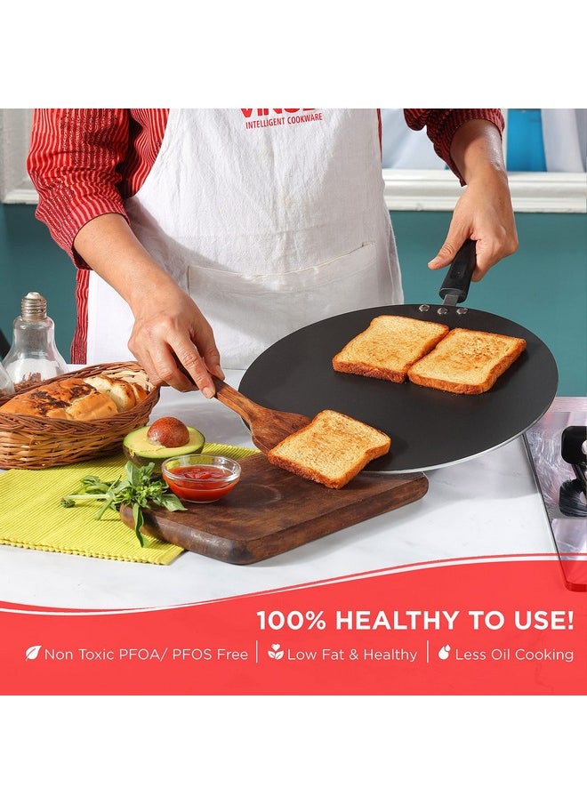 Vinod Zest Aluminium Non Stick Flat Multi Tawa - 30 cm | Triple Layer Ceramic Coating | 4mm Extra Thick Chapati Tawa | Bakelite Handle | Gas and Induction Base | 1 Year Warranty