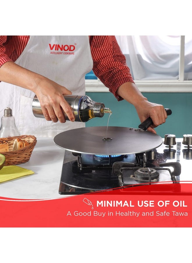 Vinod Zest Aluminium Non Stick Flat Multi Tawa - 30 cm | Triple Layer Ceramic Coating | 4mm Extra Thick Chapati Tawa | Bakelite Handle | Gas and Induction Base | 1 Year Warranty