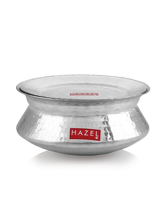 HAZEL Aluminium Hammered Finish Handi with Lid | 24 cm with 3600 ml Capacity Biryani Rice Cooking Pot | Dhari Patiya Tope Patila Vessel