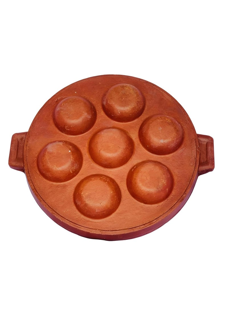 Clay PANIYARAM PAN, 7 Cavity Appam Maker (Brown)