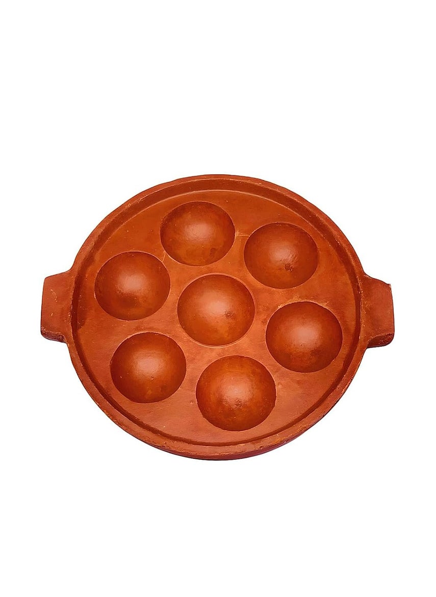 Clay PANIYARAM PAN, 7 Cavity Appam Maker (Brown)