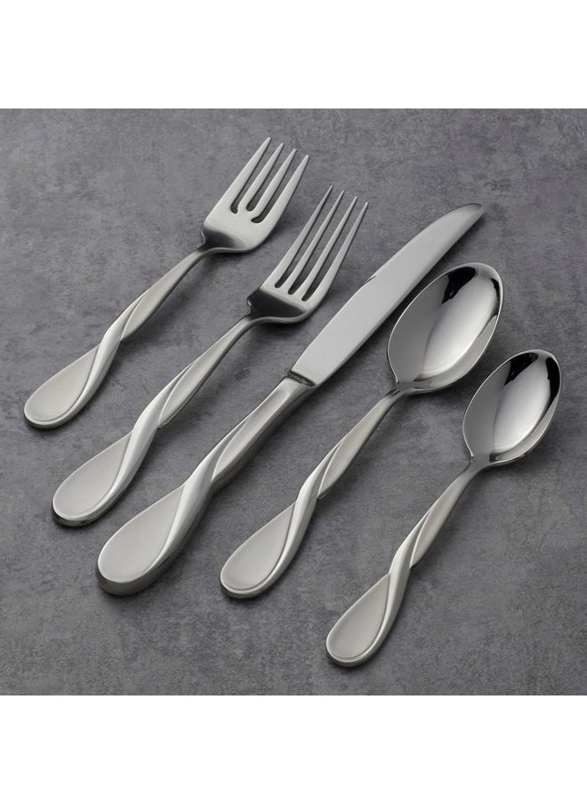 Oneida Satin Aquarius 5 Piece Fine Flatware Set, Service for 1 18/10 Stainless Steel, Silver
