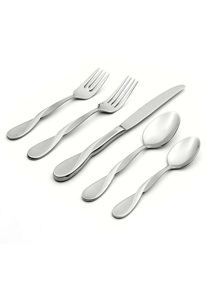 Oneida Satin Aquarius 5 Piece Fine Flatware Set, Service for 1 18/10 Stainless Steel, Silver