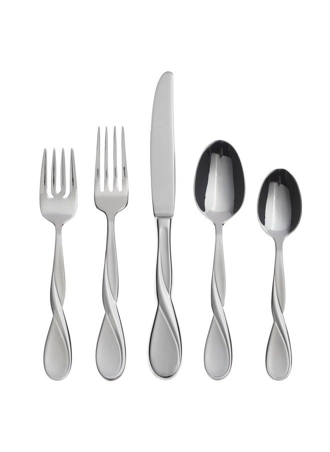 Oneida Satin Aquarius 5 Piece Fine Flatware Set, Service for 1 18/10 Stainless Steel, Silver