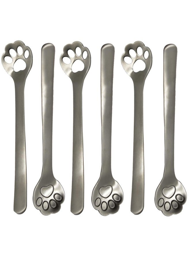 Maydahui 6PCS Cat Paw Spoon Hollow Out Coffee Spoons 5.8 inch 18/10（304 ）Stainless Steel Teaspoon for Dessert Ice-cream Stirring Home Kitchen Restaurant