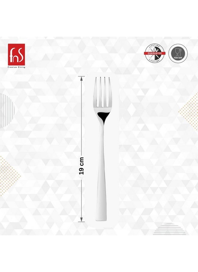 FnS Slimline Stainless Steel Mirror Finish Dinner Fork Set of 6 for Noodles, Dinner Cutlery Set for Home Kitchen and Dinning