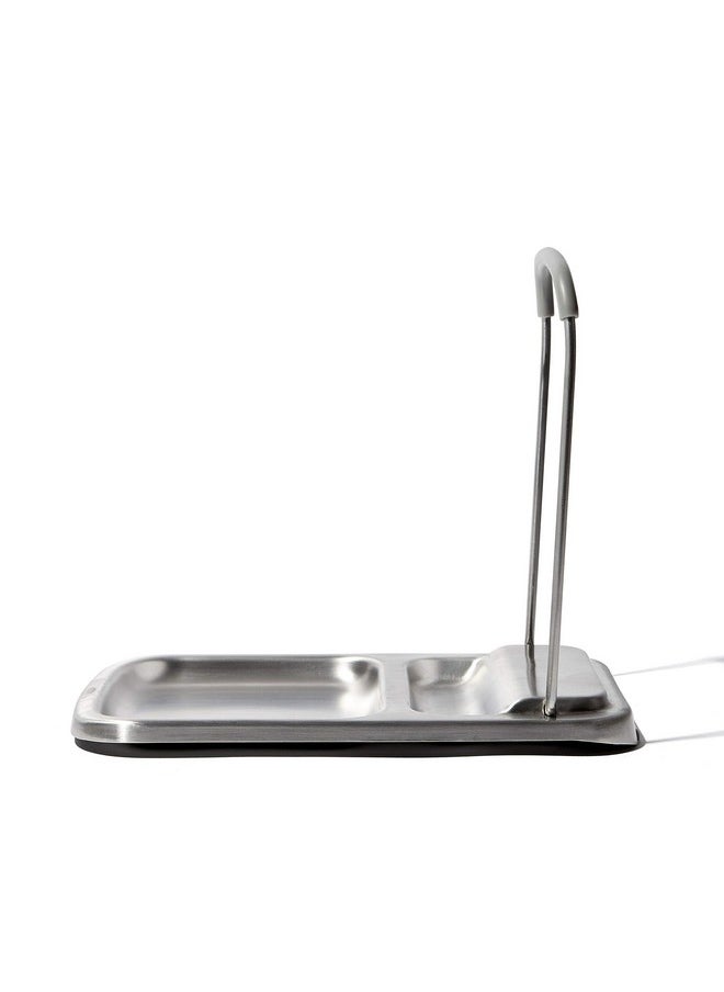 OXO Spoon Rest with Lid Holder, 3x4x1in, Stainless Steel