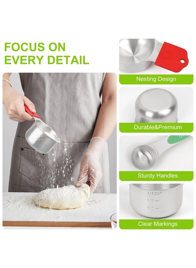 Fanadith Magnetic Measuring Cups and Spoons Set, Stainless Steel 16 Piece Set, Kitchen Gadgets for Cooking & Baking, Including 8 Measuring Cups + 7 Double Sided Magnetic Measuring Spoons + 1 Leveler