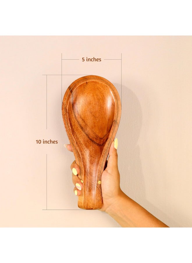 Folkulture Spoon Rest for Kitchen Counter, Spoon Holder for Stove, Kitchen Spoon Rest, Spoon Holder for Kitchen Counter, Acacia Wood, 10