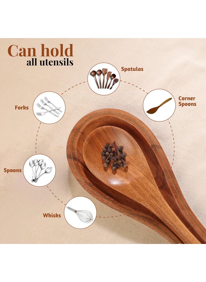 Folkulture Spoon Rest for Kitchen Counter, Spoon Holder for Stove, Kitchen Spoon Rest, Spoon Holder for Kitchen Counter, Acacia Wood, 10