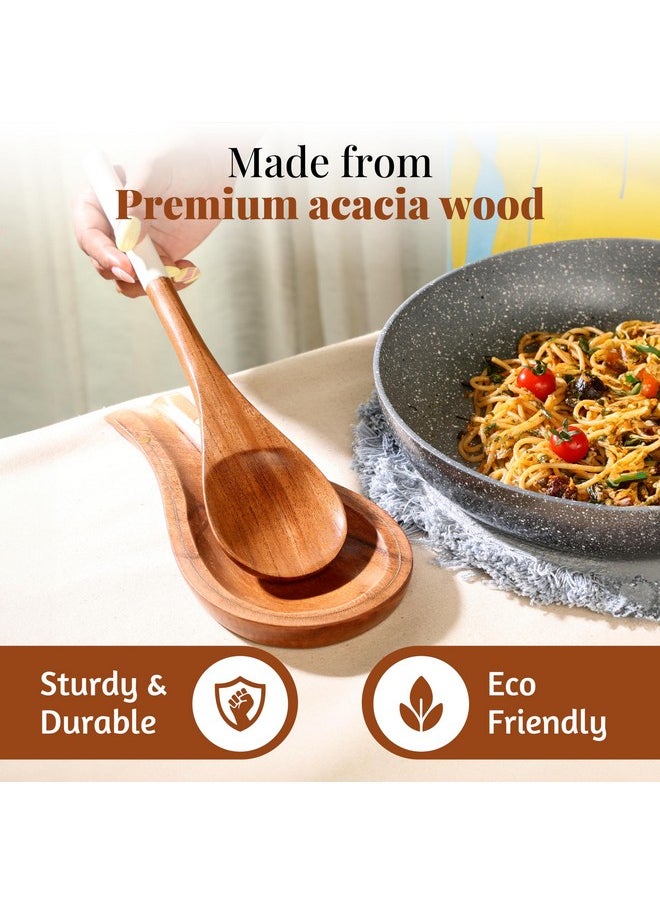 Folkulture Spoon Rest for Kitchen Counter, Spoon Holder for Stove, Kitchen Spoon Rest, Spoon Holder for Kitchen Counter, Acacia Wood, 10