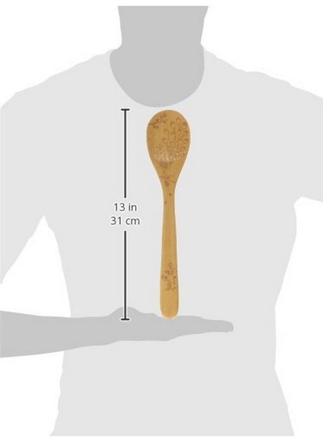 Talisman Designs Laser Etched Beechwood Mixing Woodland Peacock Design | Natural Wood Spoon, Decorative Wooden Utensils