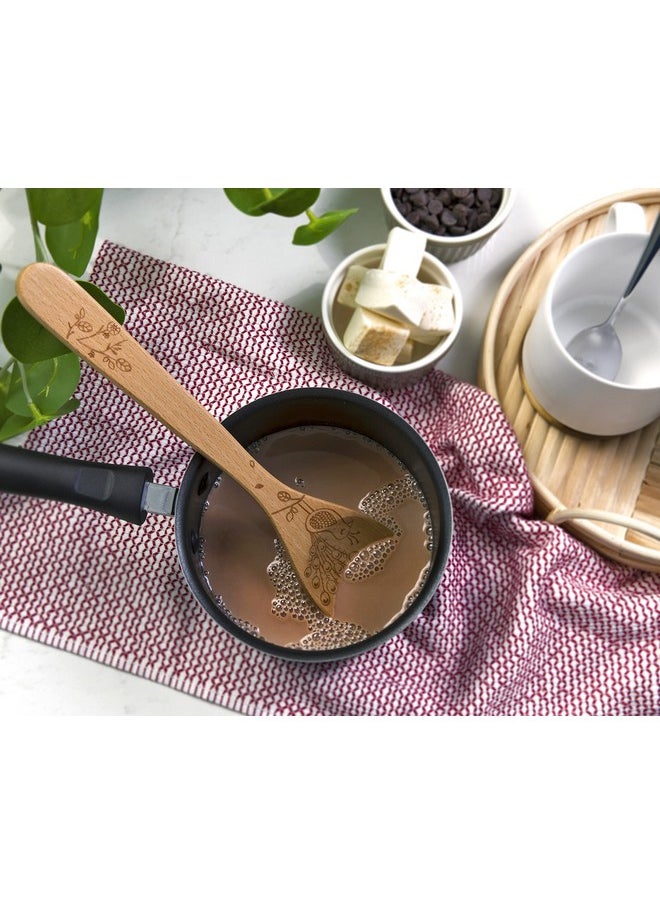 Talisman Designs Laser Etched Beechwood Mixing Woodland Peacock Design | Natural Wood Spoon, Decorative Wooden Utensils