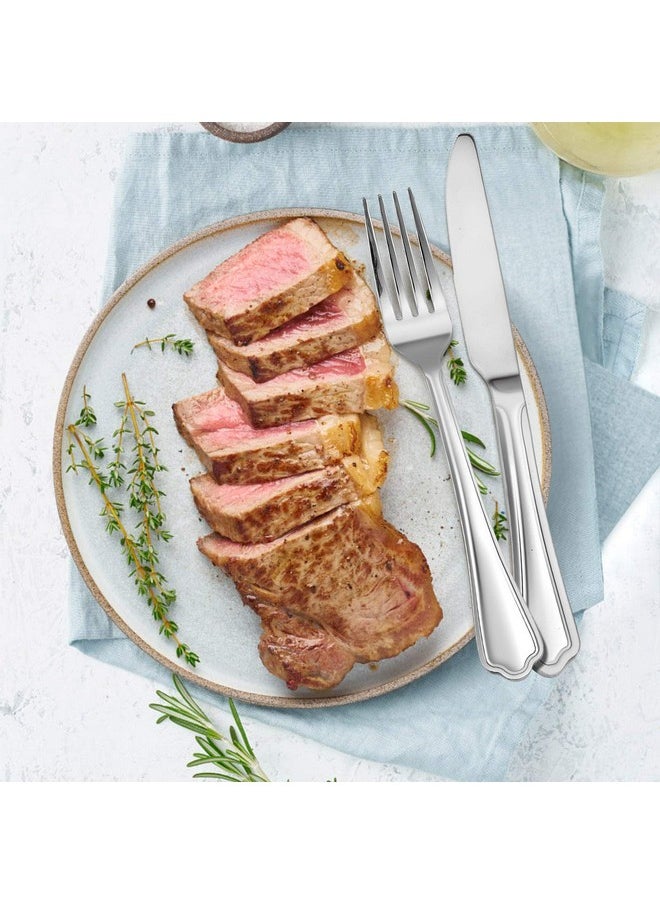 Dinner Forks Set of 12, E-far 7.9 Inch Stainless Steel Forks for Home, Kitchen or Restaurant, Non-toxic & Mirror Polished, Scalloped Edge & Dishwasher Safe