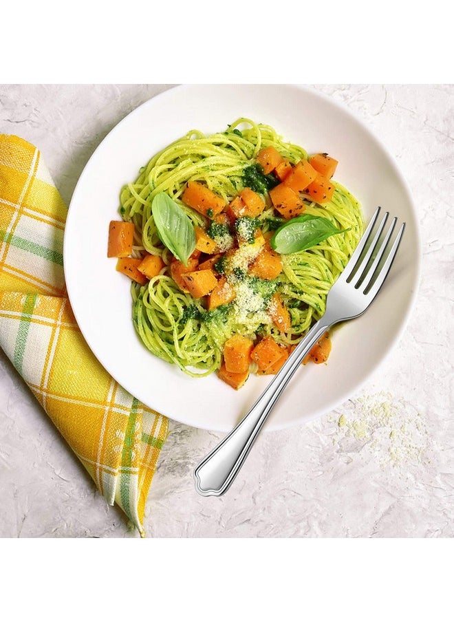 Dinner Forks Set of 12, E-far 7.9 Inch Stainless Steel Forks for Home, Kitchen or Restaurant, Non-toxic & Mirror Polished, Scalloped Edge & Dishwasher Safe