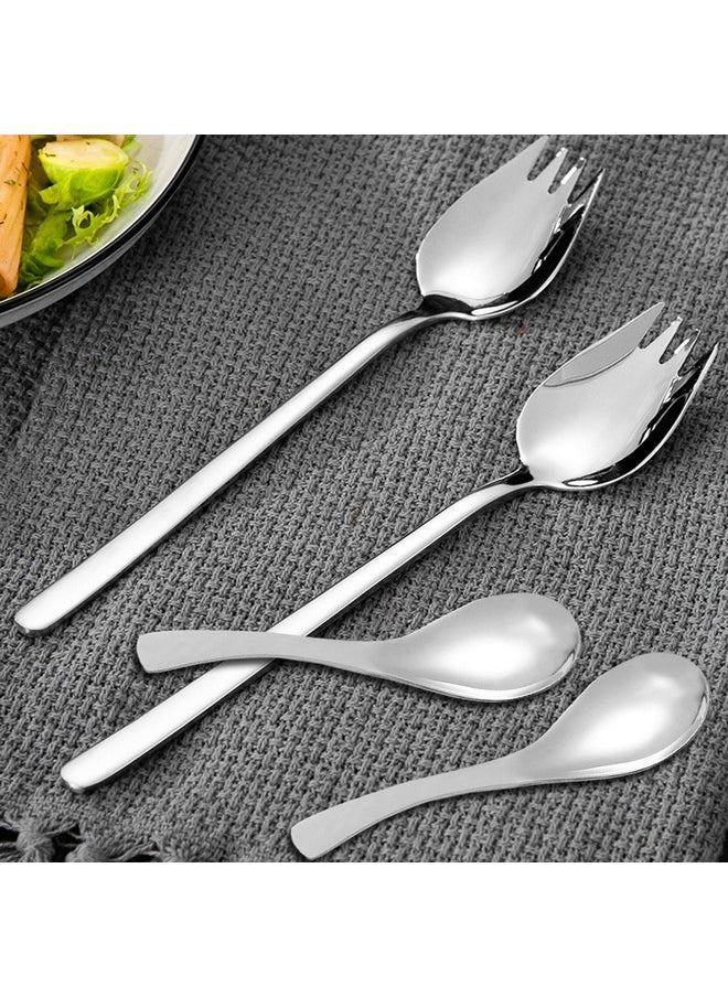 Set of 8, Heavy-Duty Soup Spoons and Sporks, SourceTon Stainless Steel Soup Spoons Spork Spoon for Ice Cream Spoon Salad Forks