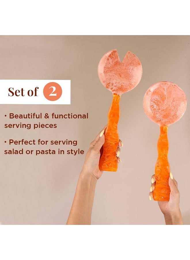 Folkulture Salad Servers or Salad Tongs, Set of 2 Serving Spoons in Kitchen Essentials or Kitchen Utensils Set, 12