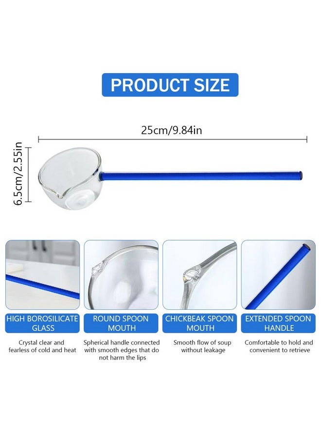 HASTHIP® Glass Oil Spoon Kitchen Glass Spoon Heat Resistant High Borosilicate Glass Spoon Soup Spoon Multipurpose 9.6 Inches Long Handle Kitchen Spoon