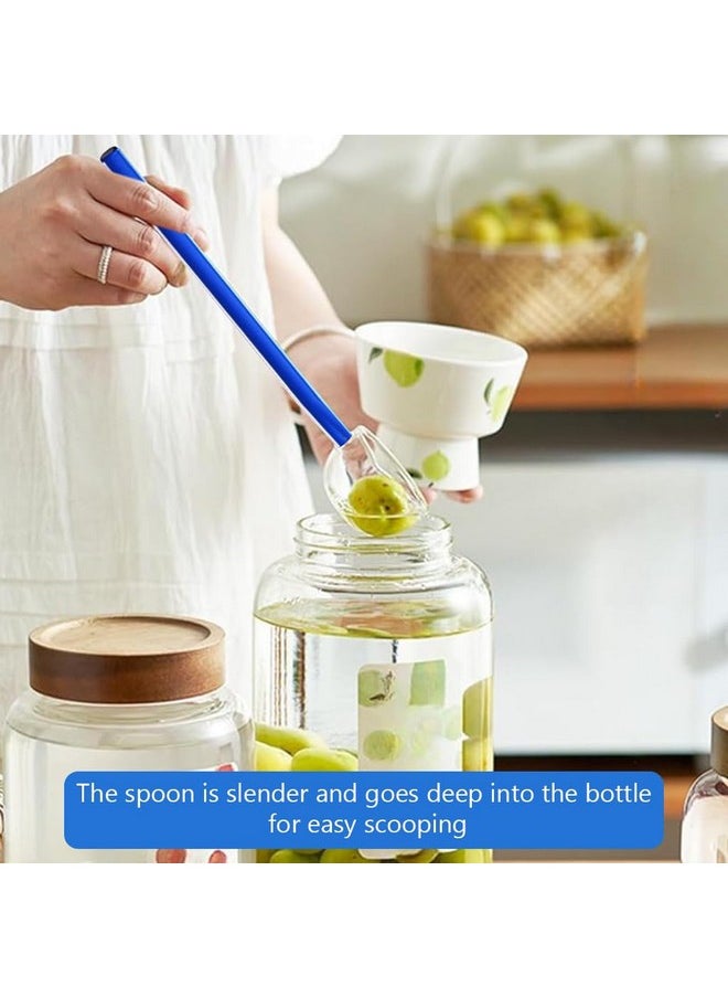 HASTHIP® Glass Oil Spoon Kitchen Glass Spoon Heat Resistant High Borosilicate Glass Spoon Soup Spoon Multipurpose 9.6 Inches Long Handle Kitchen Spoon