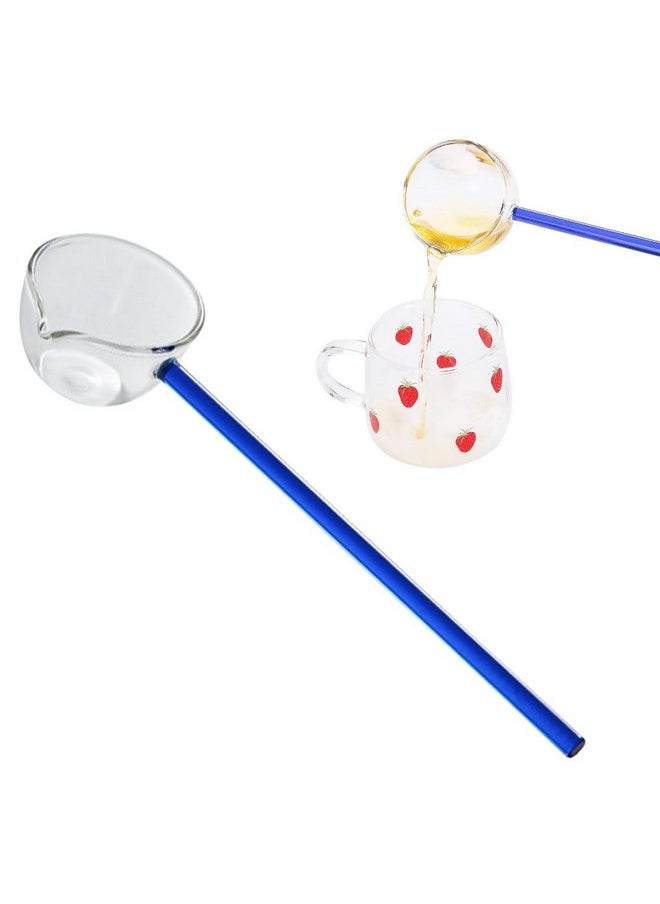 HASTHIP® Glass Oil Spoon Kitchen Glass Spoon Heat Resistant High Borosilicate Glass Spoon Soup Spoon Multipurpose 9.6 Inches Long Handle Kitchen Spoon