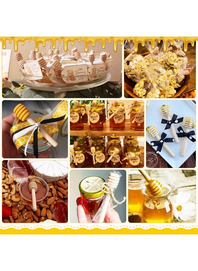 60Pcs Honey Dipper Sticks - Wooden Honey Dipper, 3 Inch Mini Honeycomb Stick, Honey Stirrer Stick for Honey Jar Dispense Drizzle Honey and Wedding Party Present
