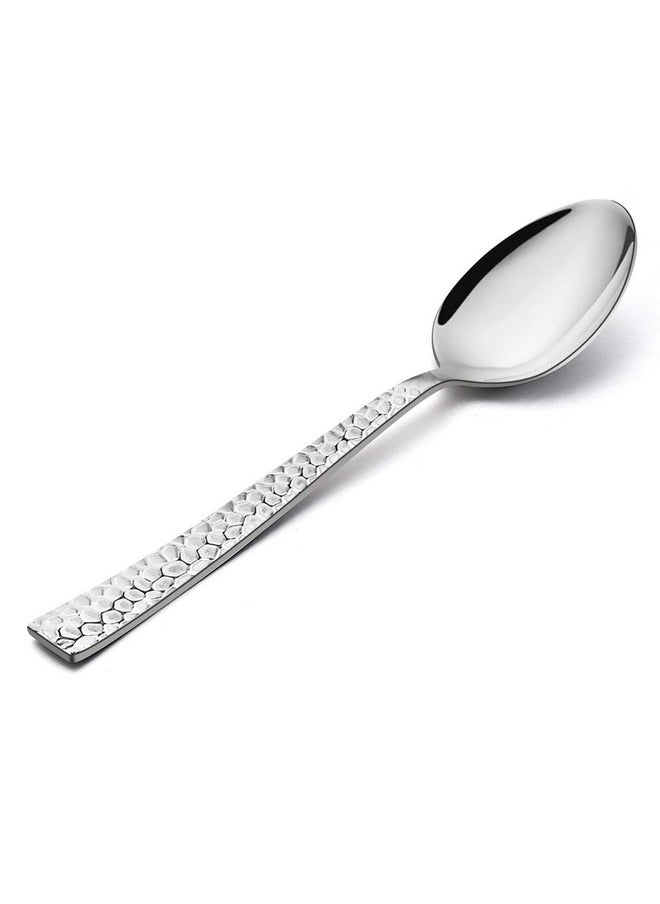 Teaspoon Set of 12, E-far 6.7 Inch Stainless Steel Hammered Spoons for Kitchen or Restaurant, Non-toxic & Mirror Polished, Squared Edge & Dishwasher Safe